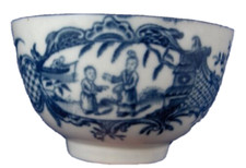 Antique 18thC Worcester Porcelain Blue & White Tea Cup Teabowl Porzellan Tasse