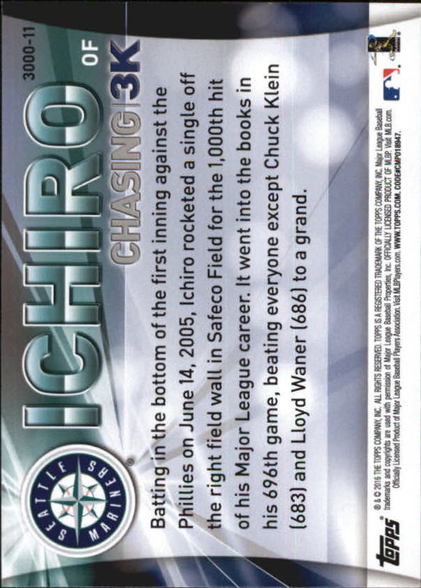 2016 Topps Chasing 3000 #300011 Ichiro Suzuki - NM | eBay