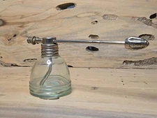 Antique Perfume/Medicine Dispenser - Aqua Glass & Metal Bottle - Orig. I342