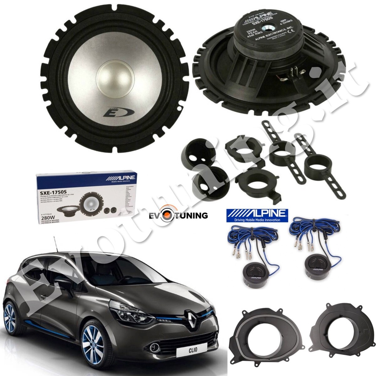 Kit 4 Enceintes Avant Alpine SXE-1750S Pour Citroën C3 I (2001-2008) - Woofer + Tweeter