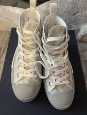 New with COA Dior B23 HIGH-TOP SNEAKER White/Gray Oblique Canvas Size M- B23