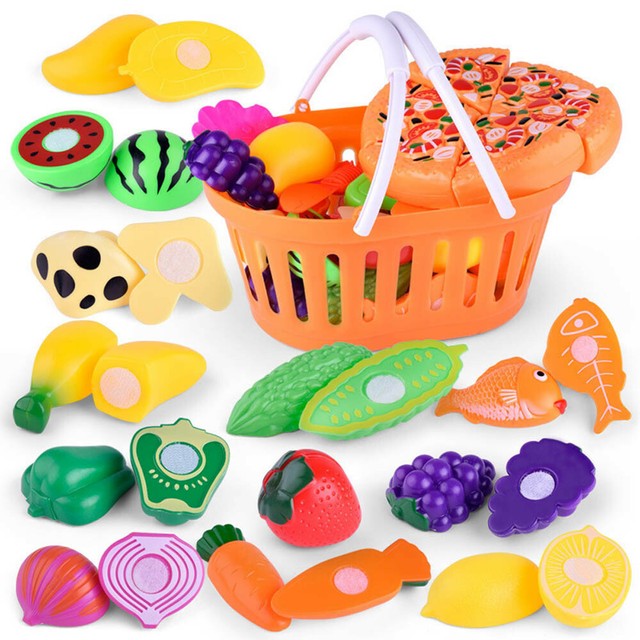 wooden play food cutting fruit set