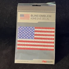 ProMark American Flag Bling Emblem Adhesive Decal 4.75" x 3" NEW