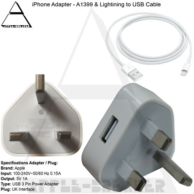Genuine Apple USB Plug Adaptor Charger Lightning USB Cable For
