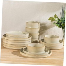 Ceramic Dinnerware Sets for 6, 18 Pieces Porcelain Service for 6 Cappuccino