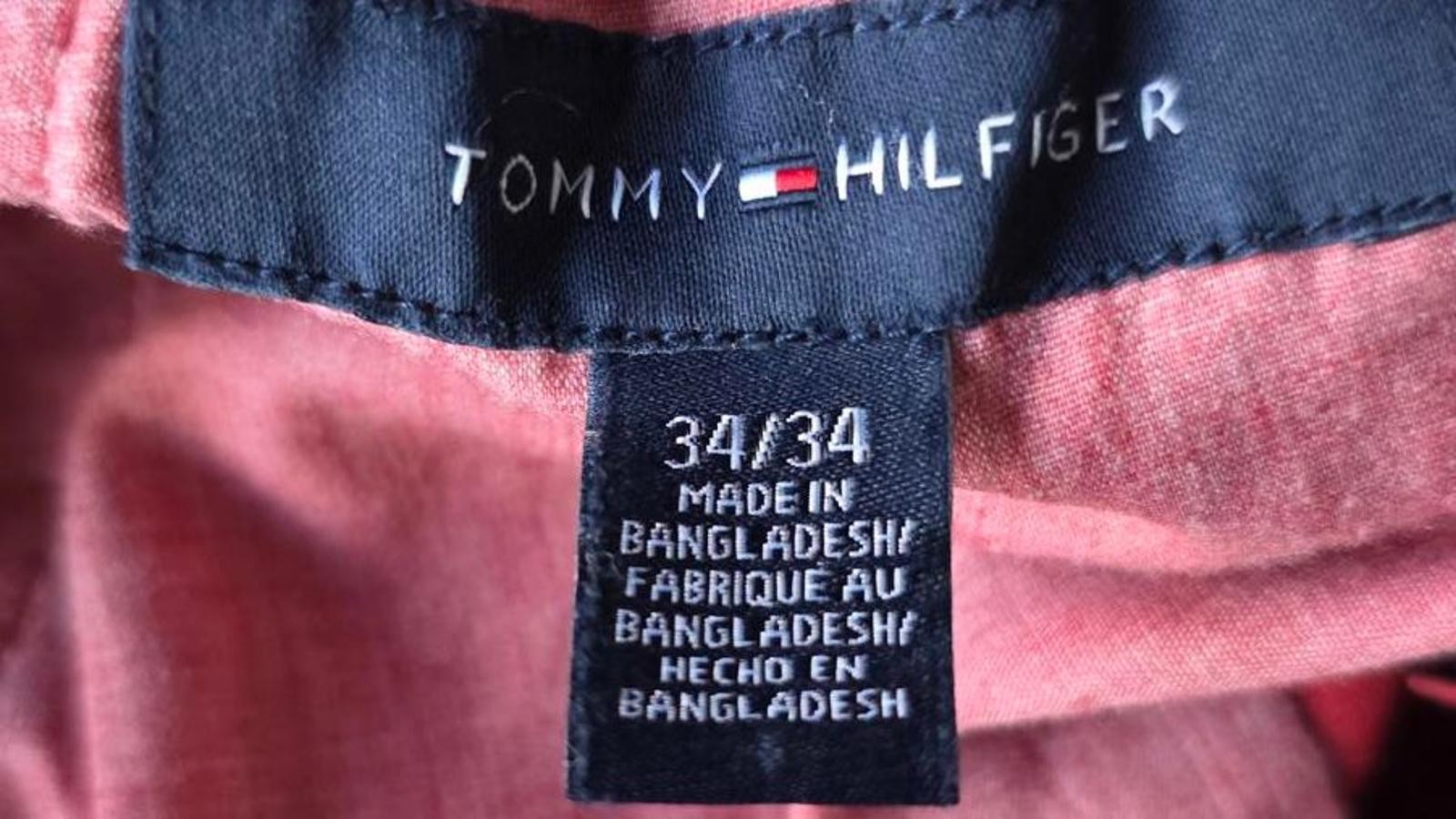 Tommy Hilfiger Red Cargo Trousers W34 L34 100% Cotton Pocket Work Pants Regular image 9