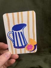 ACEO by Madylyne Smith Grapefruit Still Life Fruit Acrylic Painting Pitcher