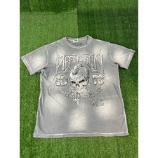 Affliction Mens American Customs MC Skull Graphic T-Shirt Grey XL USA Made