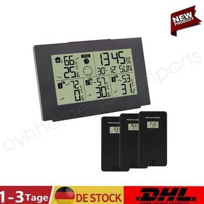 Funk-Wetterstation; 3 Funksensoren; innen/außen; Display; Wecker Neu DE