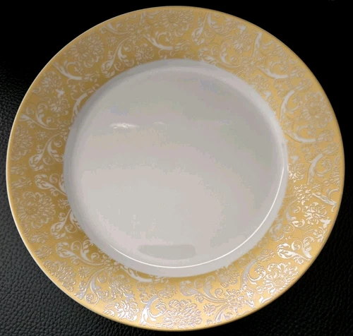 SET OF 4 PIER 1 GOLDEN FLORAL SALAD PLATES 8"
