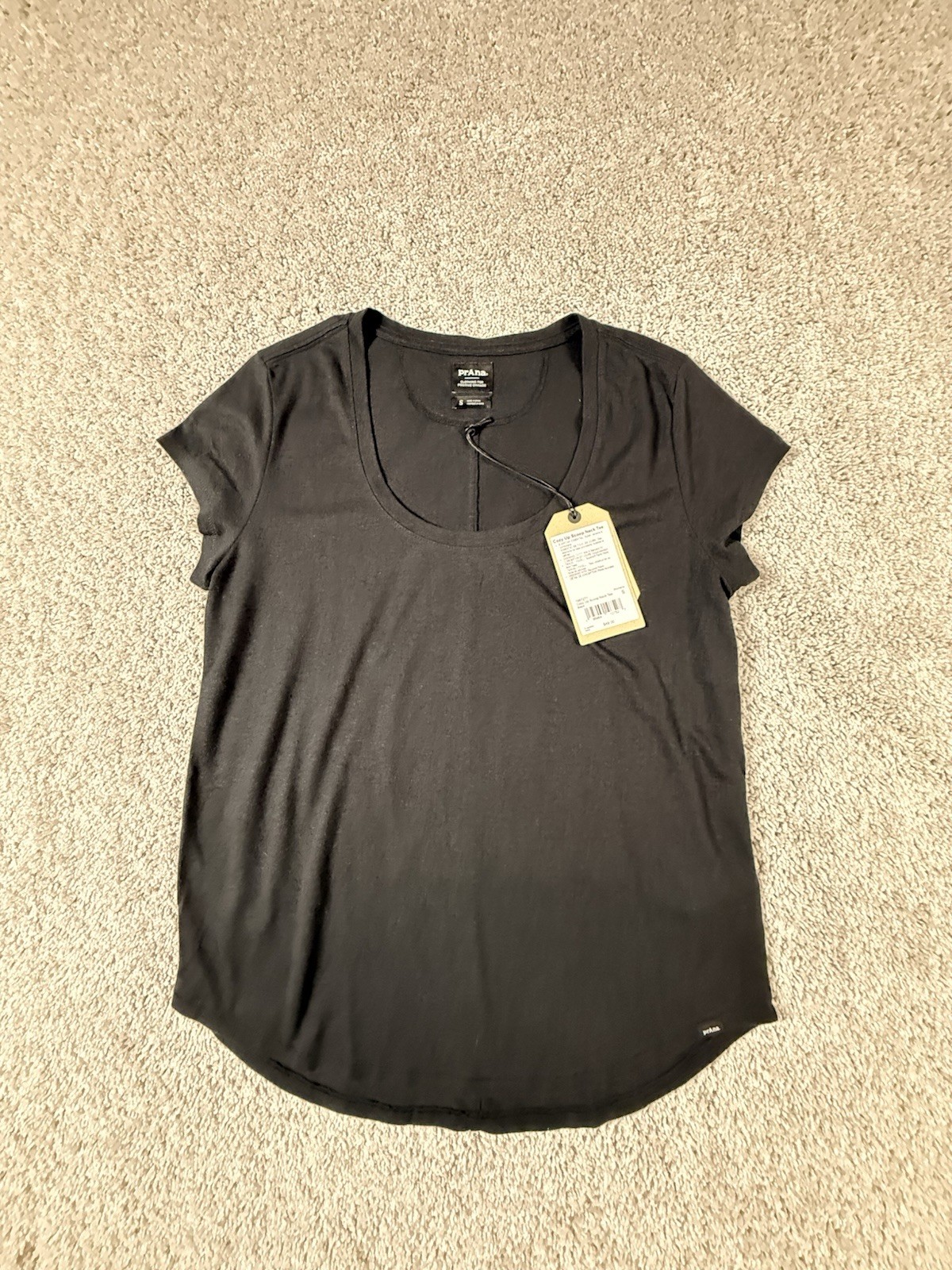NWT Prana Women’s Short Sleeve Cozy Up Scoop Neck Tee Size Small Black