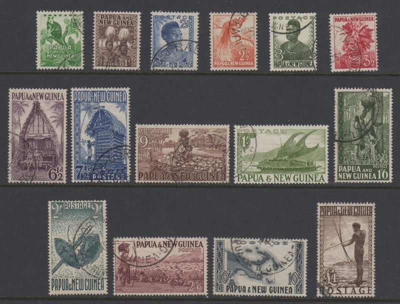 1952 Papua New Guinea Sc#  122-136 USED Complete Set Cat $44.00
