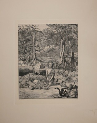Max Klinger (1857-1920) Simplicius am Grabe des Einsiedlers, 1881 Radierung
