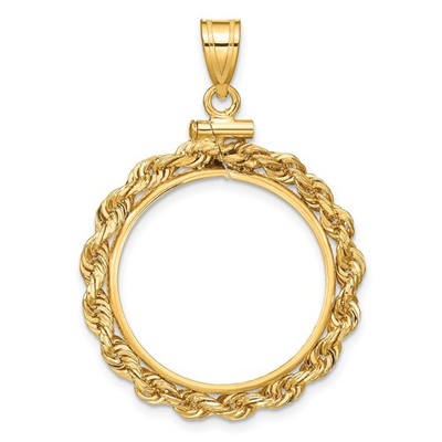 1/10 oz Libertad Coin Bezel 20mm Rope Screw Top 14k Yellow Gold
