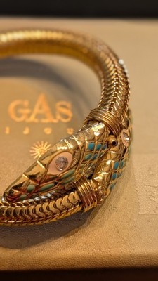 GAS BIJOUX 24K Gold Plated Flexible Snake  Shaped Bracelet Hand Made In France