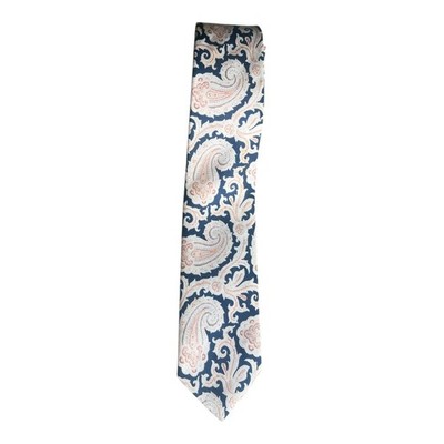 Pierre Cardin Silk Necktie Cream Blue Paisley  2.5'' Mint Made In Italy