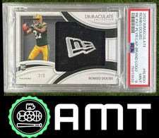 Romeo Doubs RC PSA 9 2022 Panini Immaculate 2/3 Player Caps Brand Logo Patch