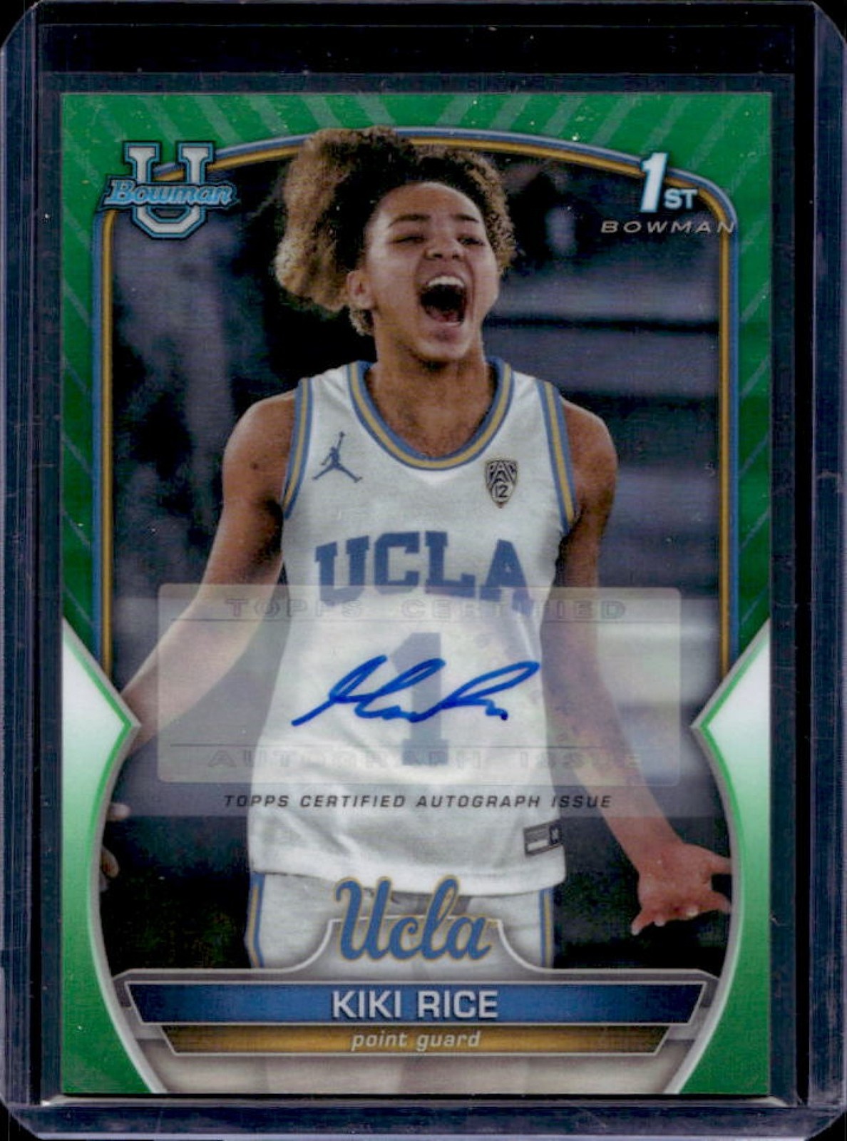 2022-23 Bowman Chrome U Kiki Rice Auto 1st Prospect Green Refractor #22/99