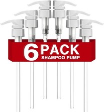 6 Pack White Universal Shampoo and Conditioner Pump/33.8 Oz Bottles