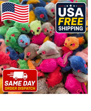 Cat Toy Rattling Fuzzy Mice w Tail, 5 10 15 20 25 30 40 50 60 100 count