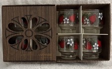 Vintage Strawberries Libbey Hostess Set In Box 9oz Rocks Glasses Set Of 8