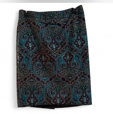 NWT Talbot's Skirt Size 4 Petites Green Paisley Pattern Women's Purple Lined