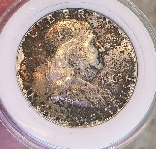 Beautifully Toned 1962 P Franklin Half Dollar Great Eye Appeal AU/UNC Lusterous!