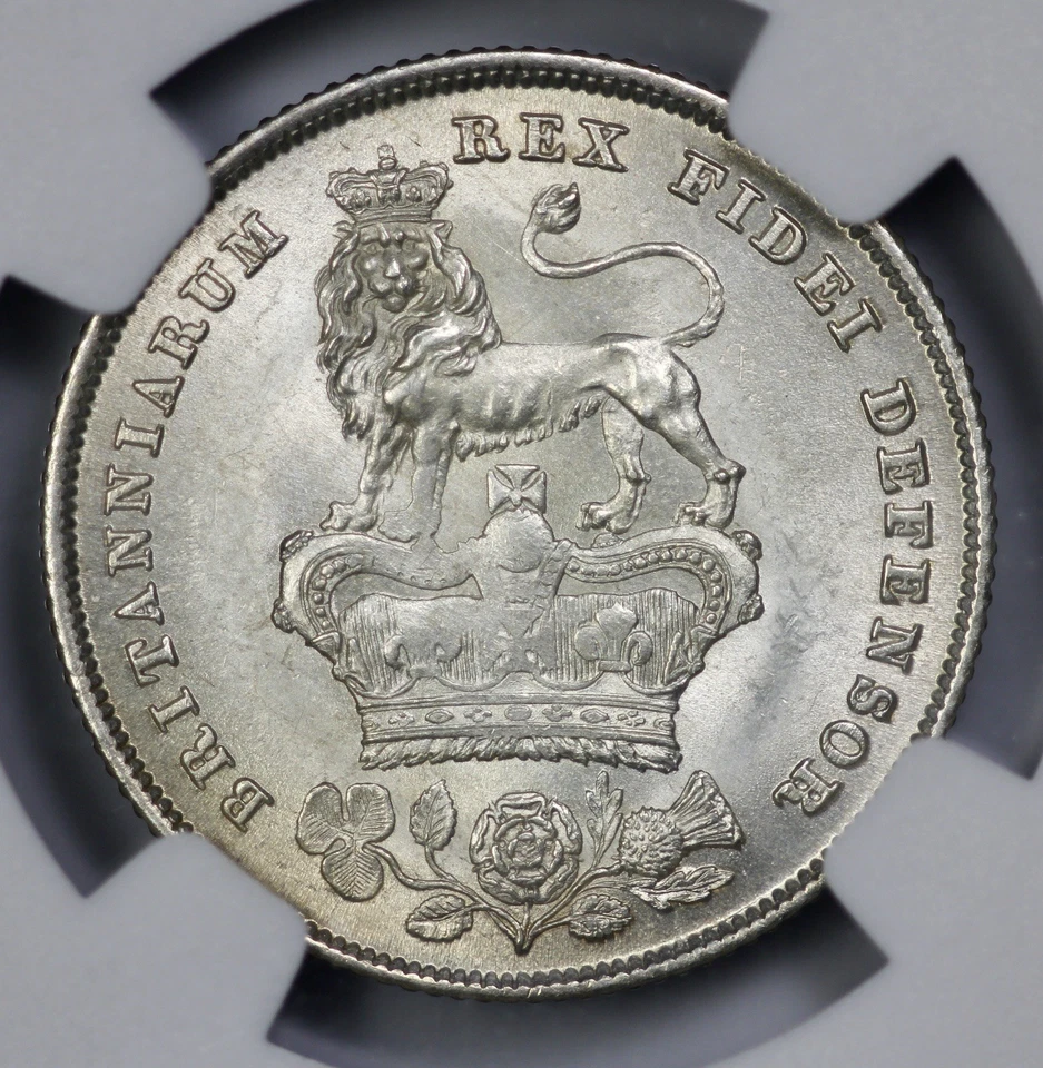 1825 Great Britain 1s Shilling NGC MS 64 Bare Bust - Image 3 of 4