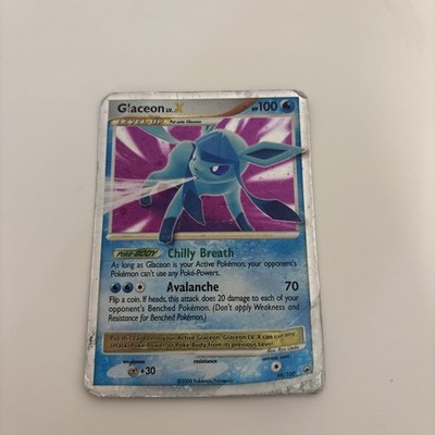 DAMAGED 2008 Pokemon Diamond & Pearl Majestic Dawn 98/100 Glaceon LV.X Holo Foil