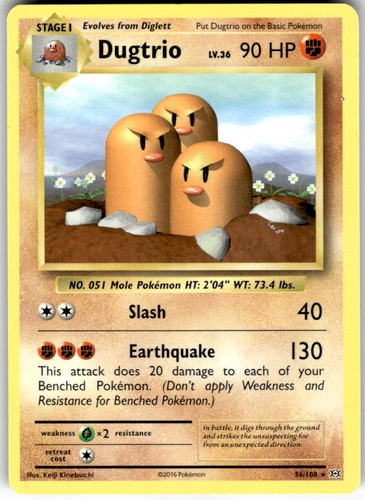 Dugtrio 56/108 Rare Evolutions Pokemon Lightly Played