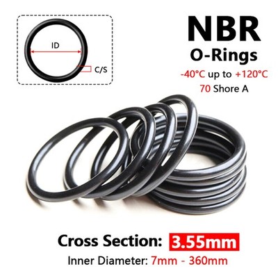 3.55mm Cross Section NBR 70 O-Ring Nitrile Rubber 7-360mm ID Oil Resistant Seals