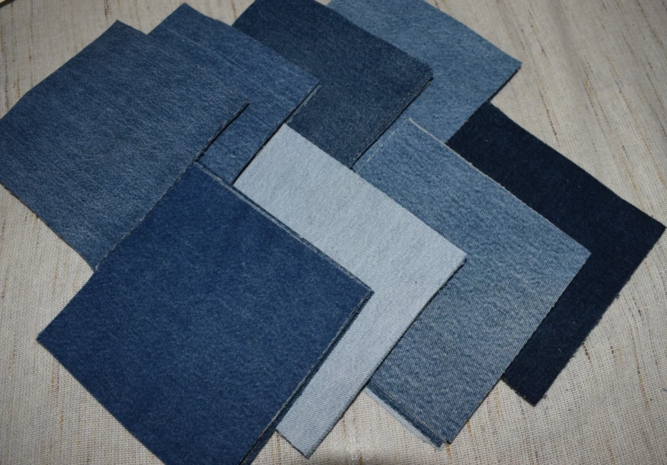 Lot of 80 Blue Denim Jean Squares 6.5 inch Quilting Sewing Crafts 100% Cotton - Image 2 of 4