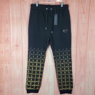Supply & Demand Jogger Pants Mens 2XL Black Royalty Monogram Print Fleece Lined