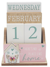 HOME Wooden Perpetual Eternal Desktop Calendar Blocks Month Day Date LP73481