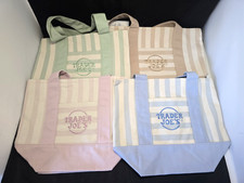 Trader Joe s Pastel Striped Mini Canvas Tote Bag Set New With Tags
