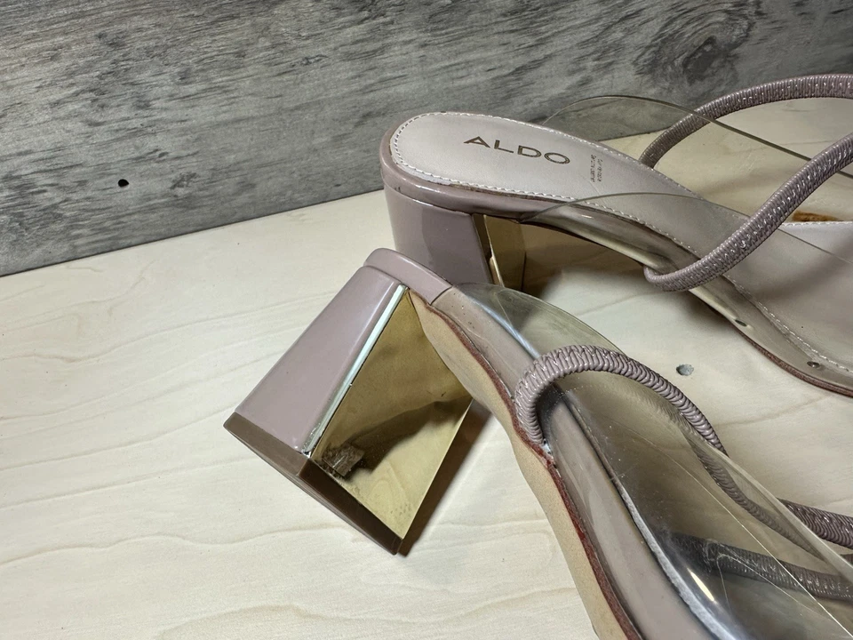 Vestido de tacón alto ALDO para mujer talla 9 beige transparente usado en excelente estado A1 Foto 4 de 4