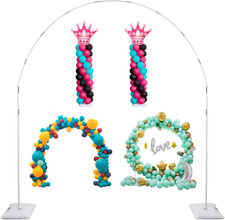 Decojoy Balloon Arch Stand, 7.5Ft Large round Backdrop Frame, Adjustable Half Ci
