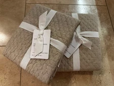 Pottery Barn Cotton Melange Euro Pillow Sham Color Flax Set of 2 New With Tags