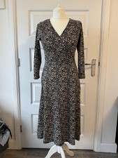 Principles Debenhams Ladies Beige & Black Animal Print Wrap Dress Uk8 Eur36