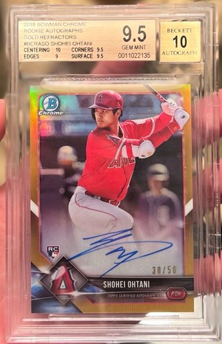 2018 Bowman Chrome Shohei Ohtani Gold Refractor Rookie Auto /50 BGS 9.5