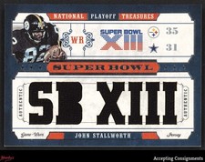 2008 Playoff National Treasures Super Bowl John Stallworth GAME-USED JERSEY /25