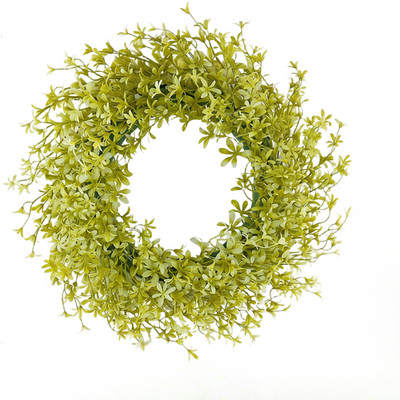 Künstlicher Blumenkranz gelb grün 45 cm für draußen Gartentür Herbst hängend