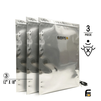 Faraday 3 PC X-Large Laptop NEST-Z 7.0 Mil 5-Layer EMP Bags 12'' x 18''
