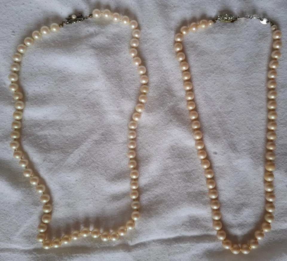 2 Perlenketten Schmuckverschluß Vintage Modeschmuck Halskette
