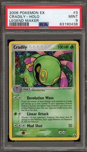 Pokemon Cradily EX Legend Maker Holo Rare #3 PSA 9 Mint
