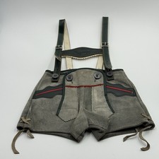 Lederhosen German Leather Suede Vintage Childs Green Grey Shorts Breeches