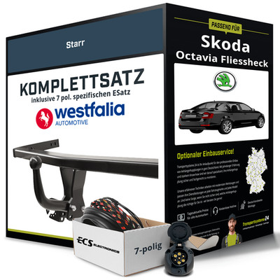 Anhängerkupplung WESTFALIA starr für SKODA Octavia Fliessheck +E-Satz NEU kpl.