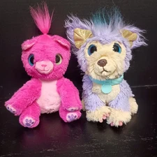 Little Live Scruff A Luvs Lot Of 2 Pink Cat & Purple Puppy Dog 8"