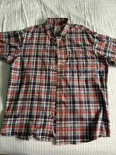 Red Head Flannel Shirt Mens 2XL Plaid Button Down Long Sleeve Red Black Gray