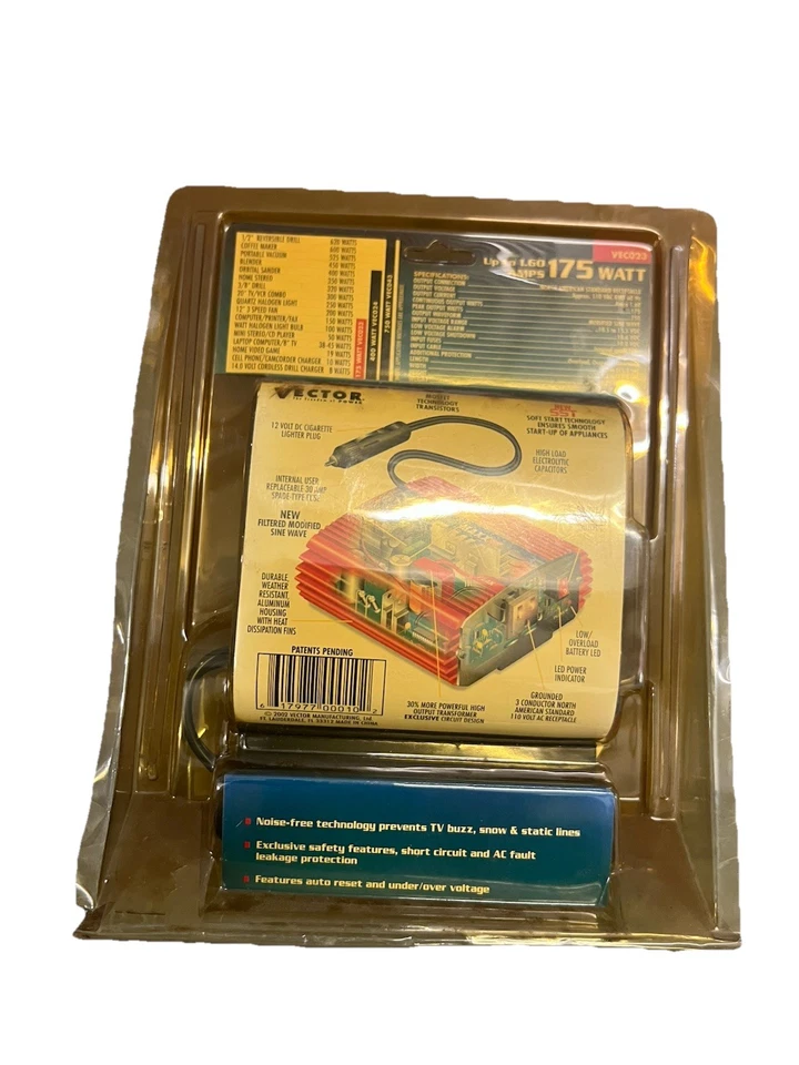 New Vector Maxx SST 175 Watt DC To AC Power Inverter 350 Watt Peak VEC060 - Image 2 of 3